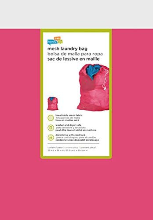 LBG-01643 Mesh Laundry Bag with Drawstring, Pink, 25-Inches L X 36-Inches H - Image 2